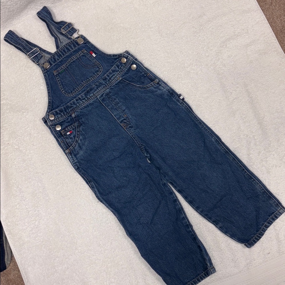 Y2K Tommy Hilfiger Classic Blue Denim Overalls gender neutral unisex 4t